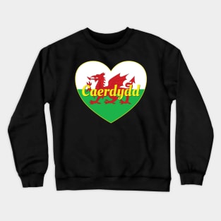 Caerdydd Cymru UK Baner Cymru Heart Crewneck Sweatshirt